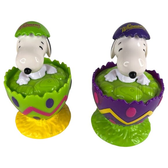 4 Whitmans Peanuts Snoopy Figurines Set Sitting In Easter Egg No Candy - Picture 2 of 11